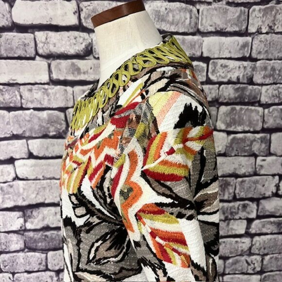 Chico's Multicolored Fully Lined 3/4 Sleeve Jacket Size M - Picture 4 of 8